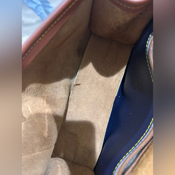 Vintage Dooney & Bourke Navy and Tan Leather Satchel - Picture 8 of 14